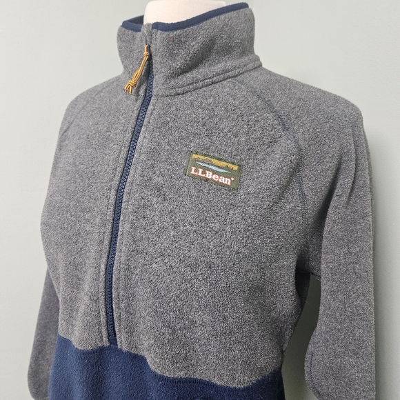 L.L. Bean Mountain Classic Fleece Pullover Half Zip XS Petite Navy Gray - Picture 4 of 9